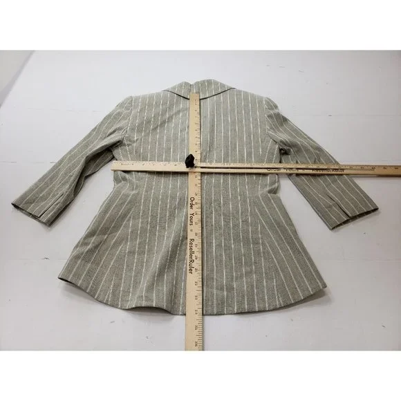 Donna Degnan Womens Blazer Jacket Long Sleeve Single Button Striped Grey Size 2 - Picture 6 of 8
